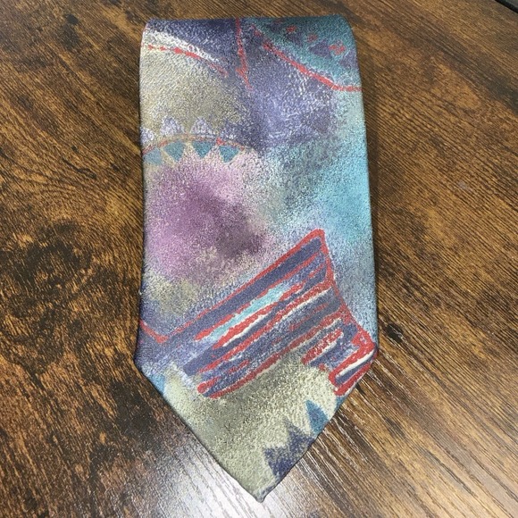 Towncraft Other - Vintage 90's Towncraft Abstract Necktie Mens Blue Purple Geometric Polyester
